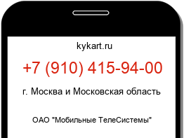 Информация о номере телефона +7 (910) 415-94-00: регион, оператор