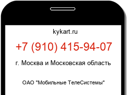 Информация о номере телефона +7 (910) 415-94-07: регион, оператор