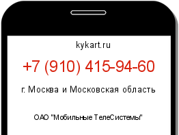Информация о номере телефона +7 (910) 415-94-60: регион, оператор