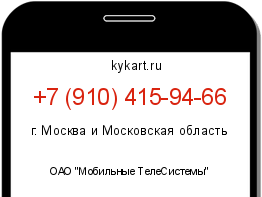 Информация о номере телефона +7 (910) 415-94-66: регион, оператор