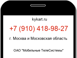 Информация о номере телефона +7 (910) 418-98-27: регион, оператор