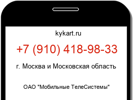 Информация о номере телефона +7 (910) 418-98-33: регион, оператор