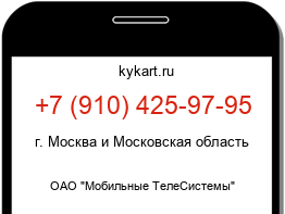 Информация о номере телефона +7 (910) 425-97-95: регион, оператор