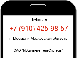 Информация о номере телефона +7 (910) 425-98-57: регион, оператор