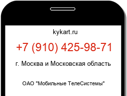 Информация о номере телефона +7 (910) 425-98-71: регион, оператор