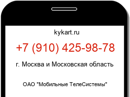 Информация о номере телефона +7 (910) 425-98-78: регион, оператор