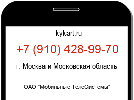 Информация о номере телефона +7 (910) 428-99-70: регион, оператор