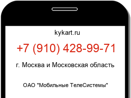 Информация о номере телефона +7 (910) 428-99-71: регион, оператор
