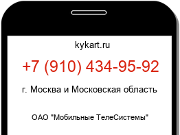 Информация о номере телефона +7 (910) 434-95-92: регион, оператор