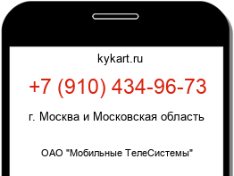 Информация о номере телефона +7 (910) 434-96-73: регион, оператор