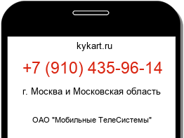 Информация о номере телефона +7 (910) 435-96-14: регион, оператор
