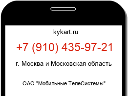 Информация о номере телефона +7 (910) 435-97-21: регион, оператор