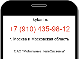Информация о номере телефона +7 (910) 435-98-12: регион, оператор