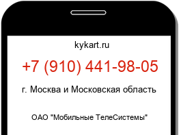 Информация о номере телефона +7 (910) 441-98-05: регион, оператор