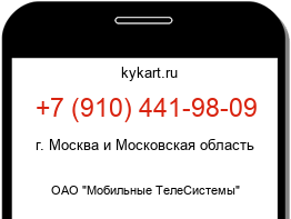 Информация о номере телефона +7 (910) 441-98-09: регион, оператор