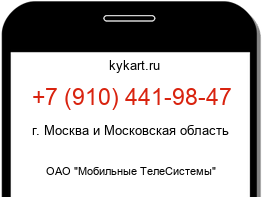 Информация о номере телефона +7 (910) 441-98-47: регион, оператор