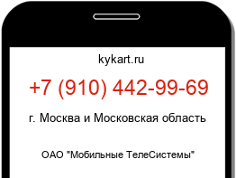 Информация о номере телефона +7 (910) 442-99-69: регион, оператор