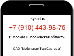 Информация о номере телефона +7 (910) 443-98-75: регион, оператор
