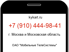 Информация о номере телефона +7 (910) 444-98-41: регион, оператор