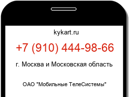 Информация о номере телефона +7 (910) 444-98-66: регион, оператор
