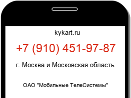Информация о номере телефона +7 (910) 451-97-87: регион, оператор