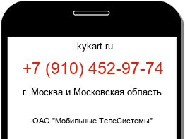 Информация о номере телефона +7 (910) 452-97-74: регион, оператор