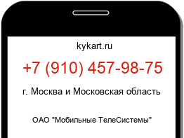 Информация о номере телефона +7 (910) 457-98-75: регион, оператор