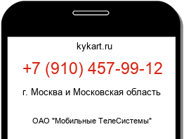 Информация о номере телефона +7 (910) 457-99-12: регион, оператор