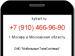 Информация о номере телефона +7 (910) 466-96-90: регион, оператор