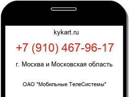 Информация о номере телефона +7 (910) 467-96-17: регион, оператор
