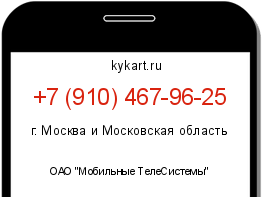 Информация о номере телефона +7 (910) 467-96-25: регион, оператор