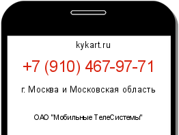 Информация о номере телефона +7 (910) 467-97-71: регион, оператор