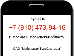 Информация о номере телефона +7 (910) 473-94-16: регион, оператор
