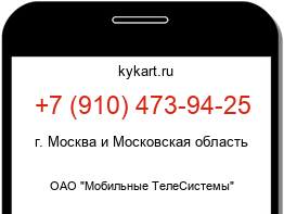 Информация о номере телефона +7 (910) 473-94-25: регион, оператор