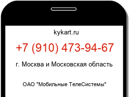 Информация о номере телефона +7 (910) 473-94-67: регион, оператор