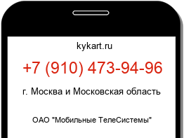 Информация о номере телефона +7 (910) 473-94-96: регион, оператор