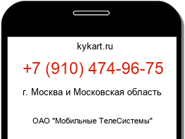 Информация о номере телефона +7 (910) 474-96-75: регион, оператор