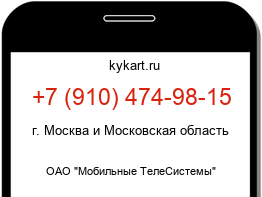 Информация о номере телефона +7 (910) 474-98-15: регион, оператор