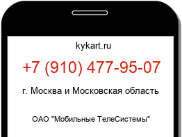 Информация о номере телефона +7 (910) 477-95-07: регион, оператор