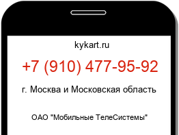 Информация о номере телефона +7 (910) 477-95-92: регион, оператор