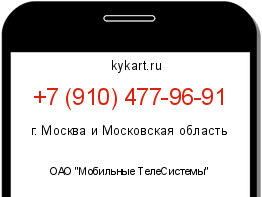 Информация о номере телефона +7 (910) 477-96-91: регион, оператор