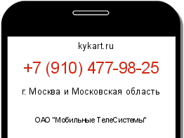 Информация о номере телефона +7 (910) 477-98-25: регион, оператор