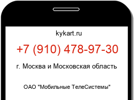 Информация о номере телефона +7 (910) 478-97-30: регион, оператор