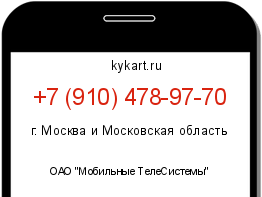 Информация о номере телефона +7 (910) 478-97-70: регион, оператор