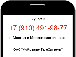 Информация о номере телефона +7 (910) 491-98-77: регион, оператор