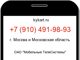 Информация о номере телефона +7 (910) 491-98-93: регион, оператор