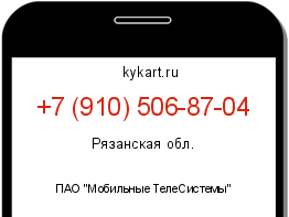 Информация о номере телефона +7 (910) 506-87-04: регион, оператор