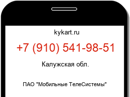 Информация о номере телефона +7 (910) 541-98-51: регион, оператор