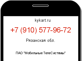 Информация о номере телефона +7 (910) 577-96-72: регион, оператор