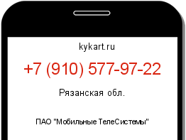 Информация о номере телефона +7 (910) 577-97-22: регион, оператор